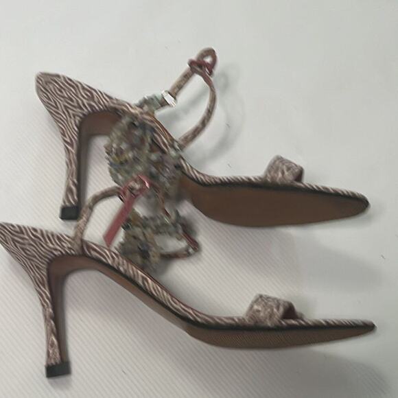 MANOLO BLAHNIK ANKLE BEADS STRAPS SANDALS SIZE 37 - Picture 3 of 8